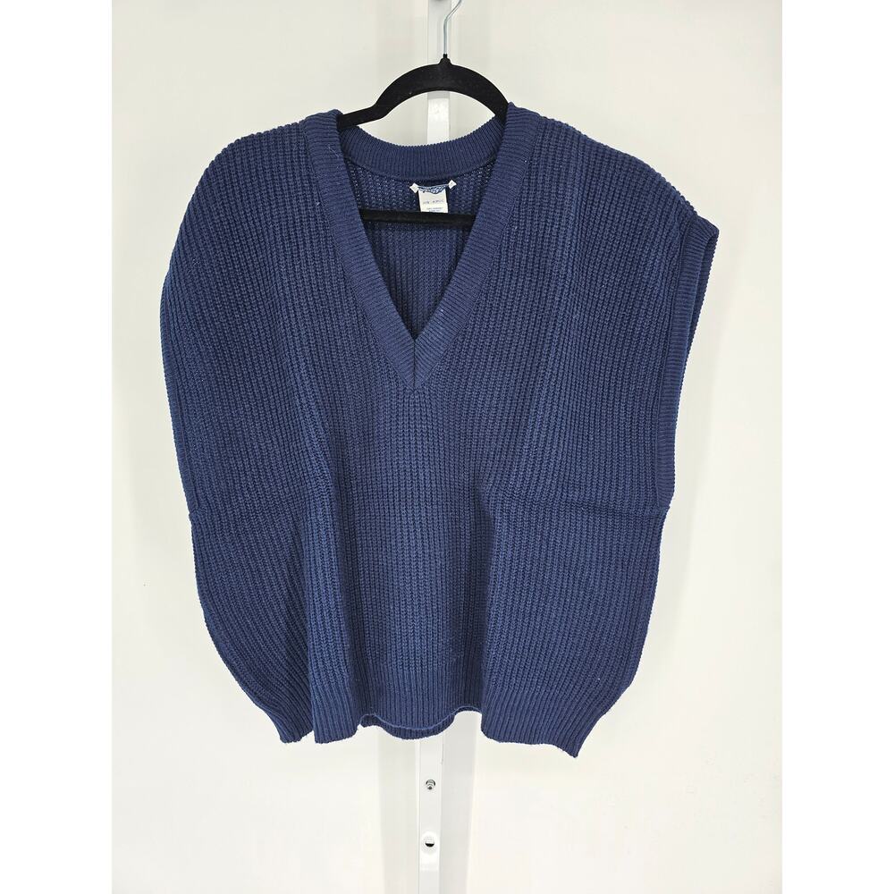 Vintage 1970s Classic Fashions Womens Sz XL Deep V Neck Sweater Vest Blue